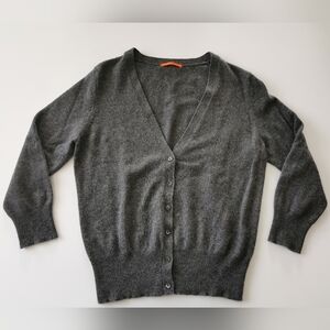JOE FRESH 100 % PURE CASHMERE 3/4 SLEEVE GREY V-NECK BUTTON UP CARDIGAN
